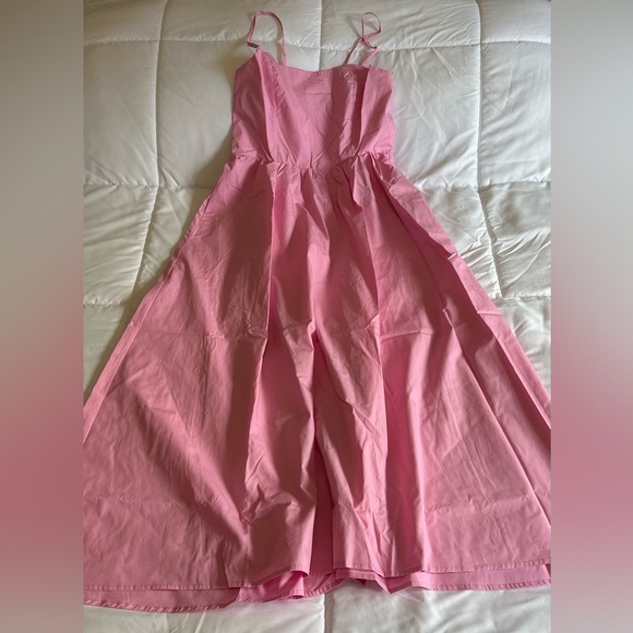 NEW PRIV AVERIE POPLIN DRESS IN PINK Sz Large - Picture 2 of 5